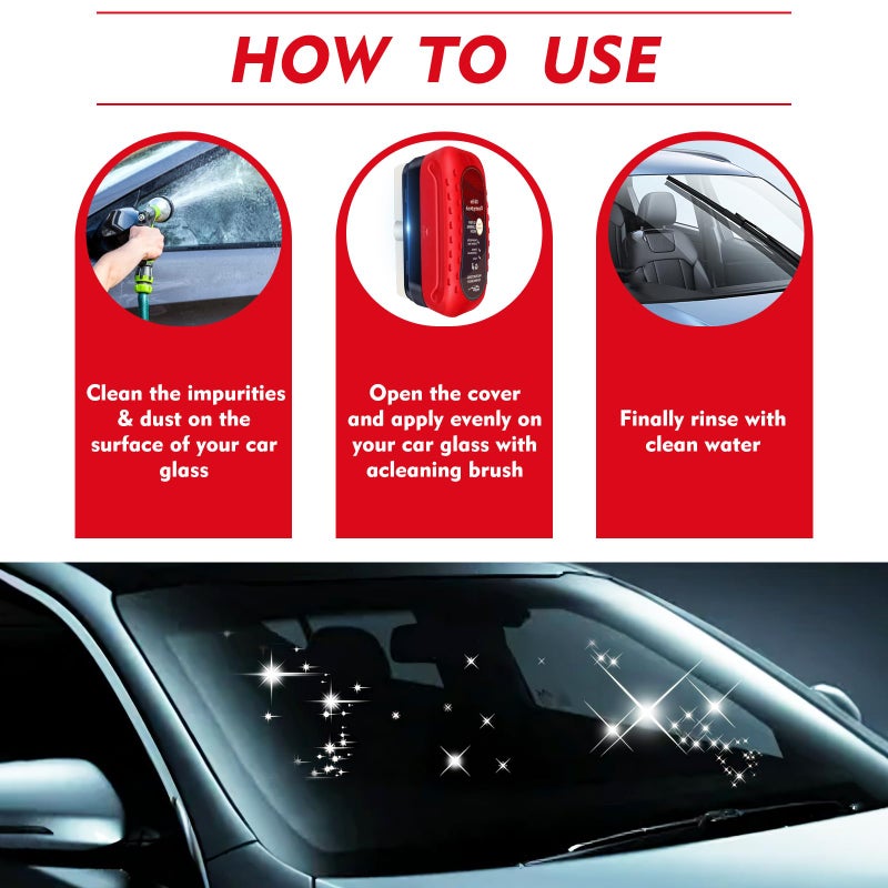 Eiruseed Automotive Oil Film Cleaning Brush with Reusable Foam Sprayer  Upgraded Antifog Glass Cleaning Board  Glass Oil Film Remover for Car Windows & Windshields  Versatile Car Glass Cleaner Brush (Red) - Image 5